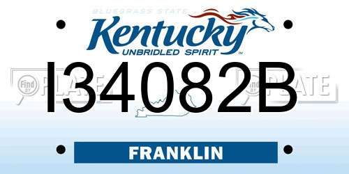 I34082B Kentucky License Plate