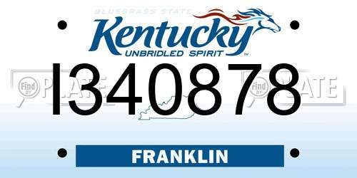 I340878 Kentucky License Plate