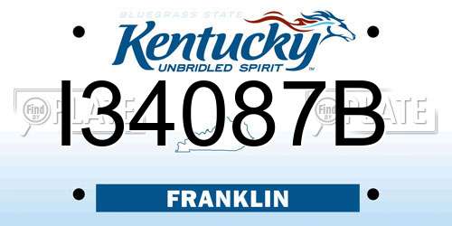 I34087B Kentucky License Plate