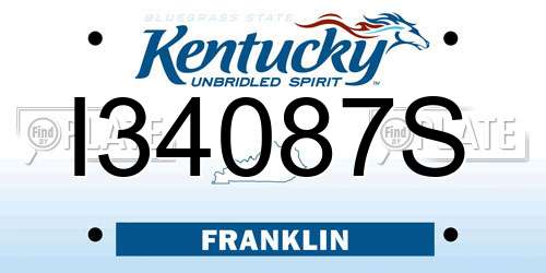 I34087S Kentucky License Plate