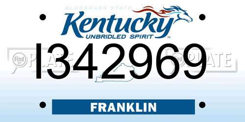 I342969 Kentucky License Plate