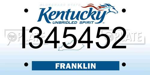 I345452 Kentucky License Plate