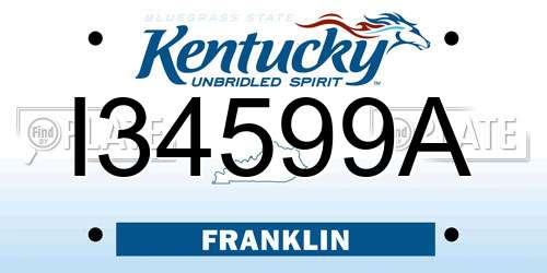 I34599A Kentucky License Plate