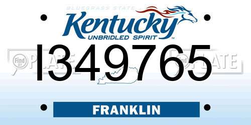 I349765 Kentucky License Plate
