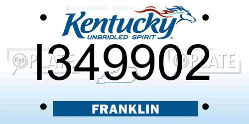 I349902 Kentucky License Plate