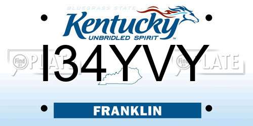 I34YVY Kentucky License Plate