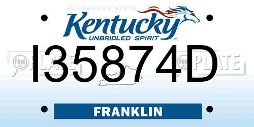 I35874D Kentucky License Plate