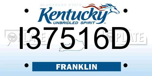 I37516D Kentucky License Plate