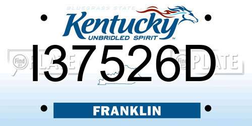 I37526D Kentucky License Plate