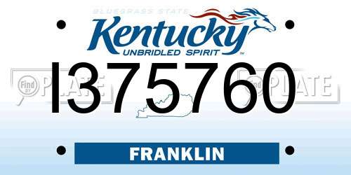 I375760 Kentucky License Plate
