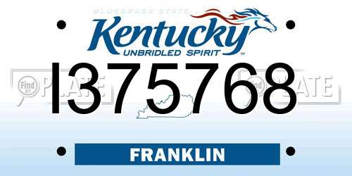 I375768 Kentucky License Plate