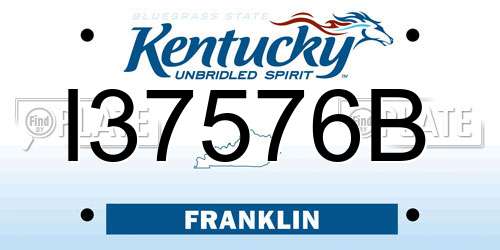 I37576B Kentucky License Plate