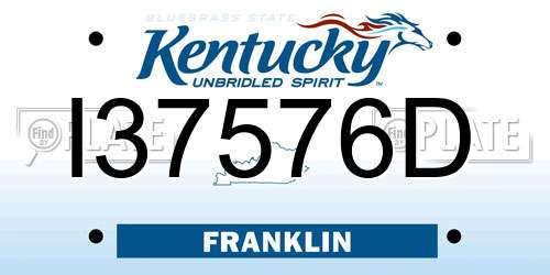 I37576D Kentucky License Plate