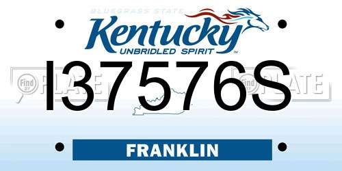 I37576S Kentucky License Plate