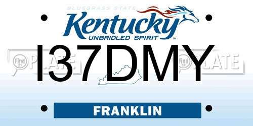 I37DMY Kentucky License Plate