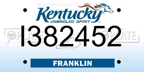 I382452 Kentucky License Plate
