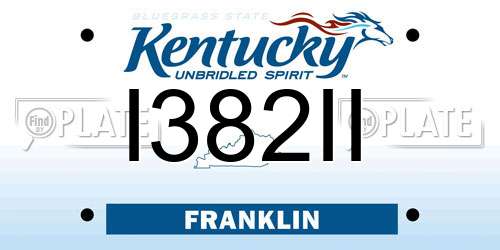 I382II Kentucky License Plate