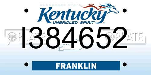 I384652 Kentucky License Plate