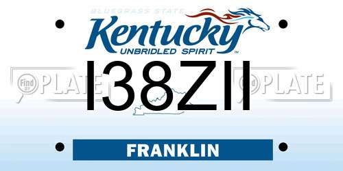 I38ZII Kentucky License Plate