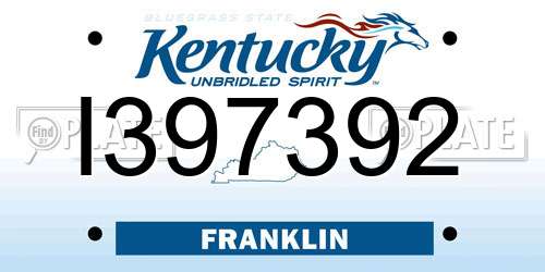 I397392 Kentucky License Plate