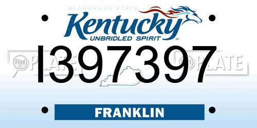 I397397 Kentucky License Plate