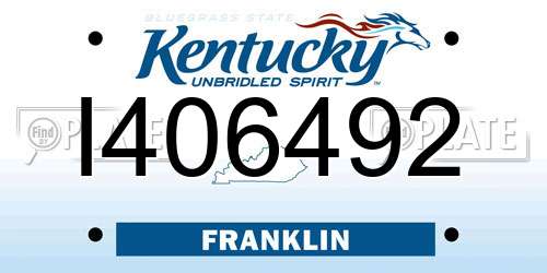 I406492 Kentucky License Plate