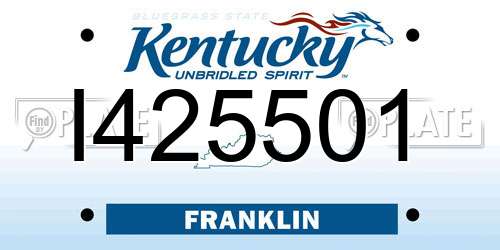 I425501 Kentucky License Plate