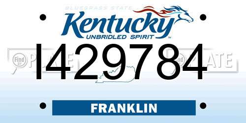 I429784 Kentucky License Plate