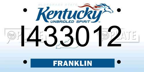 I433012 Kentucky License Plate