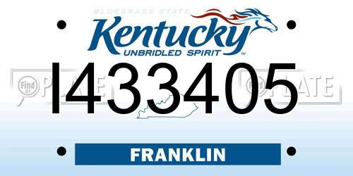 I433405 Kentucky License Plate