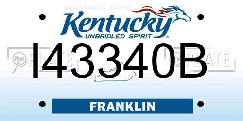 I43340B Kentucky License Plate