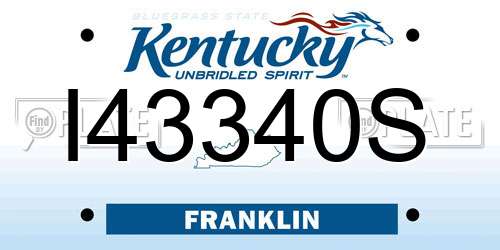 I43340S Kentucky License Plate