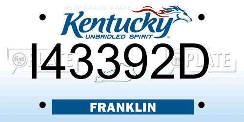 I43392D Kentucky License Plate