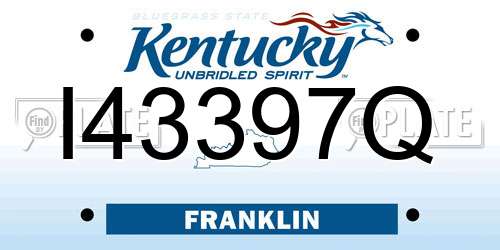 I43397Q Kentucky License Plate
