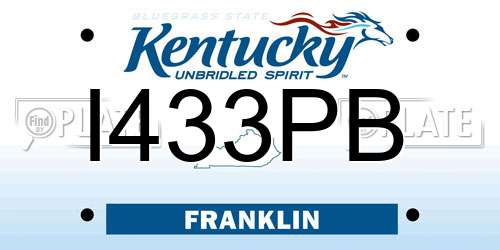 I433PB Kentucky License Plate