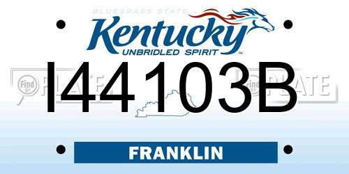 I44103B Kentucky License Plate