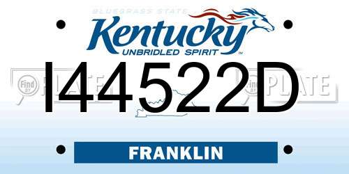 I44522D Kentucky License Plate