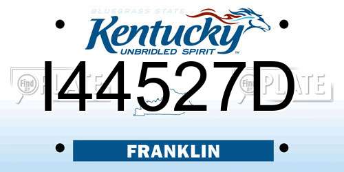 I44527D Kentucky License Plate