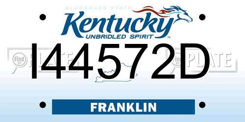 I44572D Kentucky License Plate