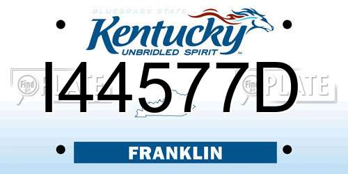 I44577D Kentucky License Plate