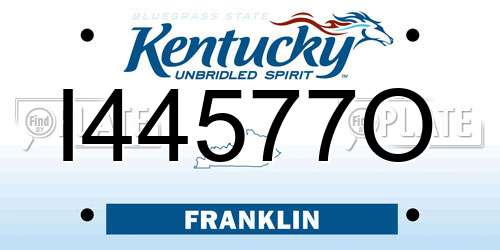 I44577O Kentucky License Plate