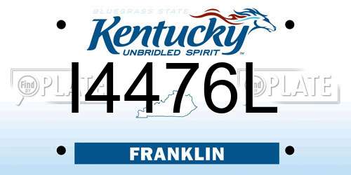 I4476L Kentucky License Plate