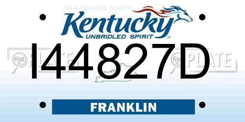 I44827D Kentucky License Plate