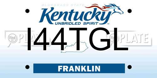 I44TGL Kentucky License Plate