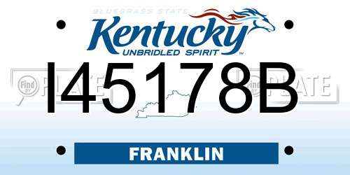 I45178B Kentucky License Plate