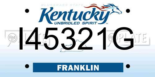 I45321G Kentucky License Plate
