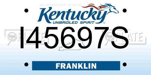 I45697S Kentucky License Plate