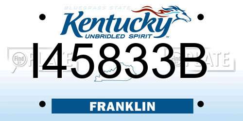 I45833B Kentucky License Plate