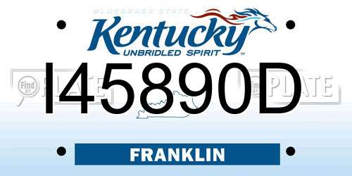 I45890D Kentucky License Plate