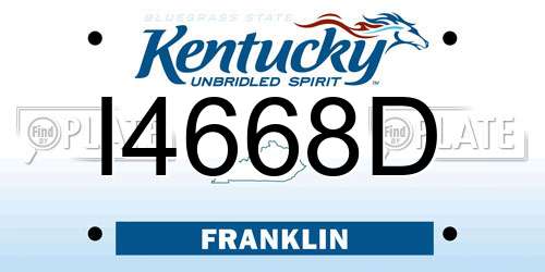 I4668D Kentucky License Plate